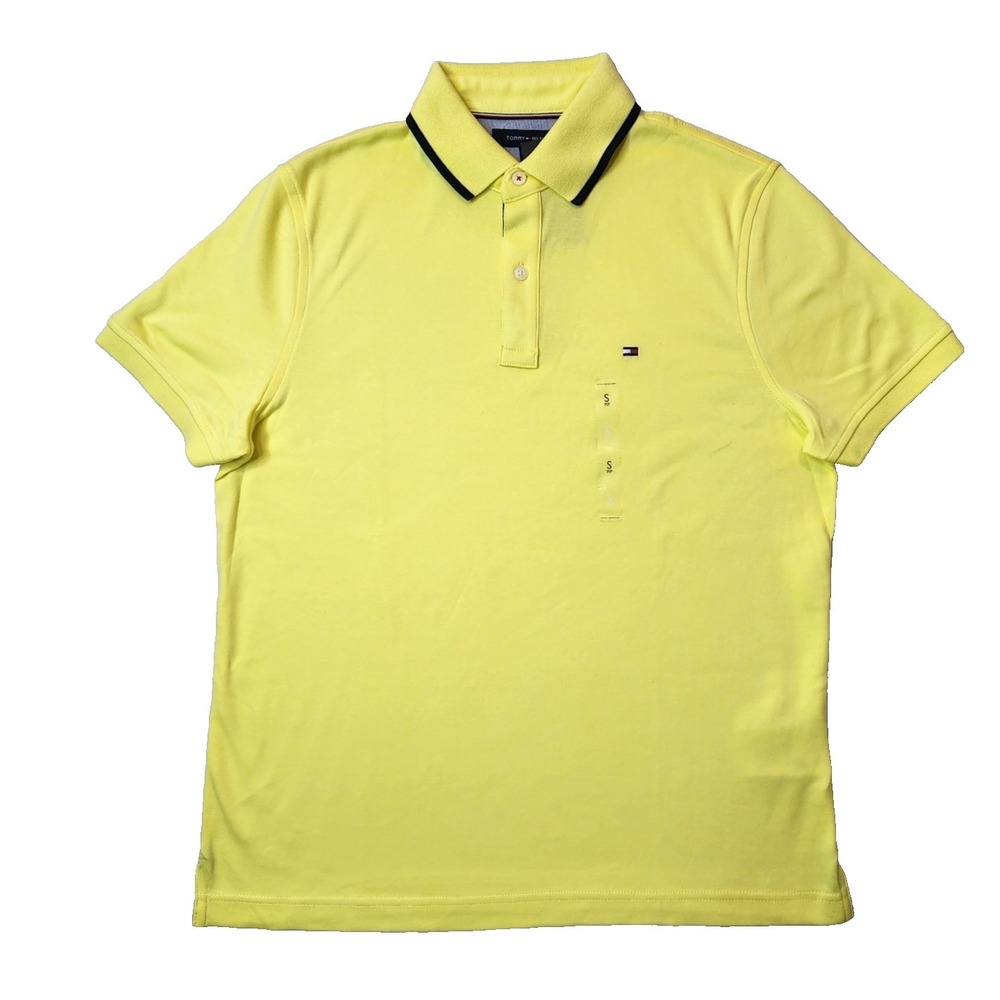Tommy Hilfiger Men's Polo Luxury Shirt Yellow Size Small